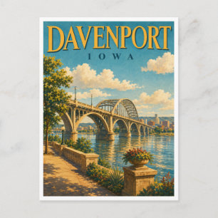Cartão Postal Ponte do Centenário de Davenport Iowa GeoSaga