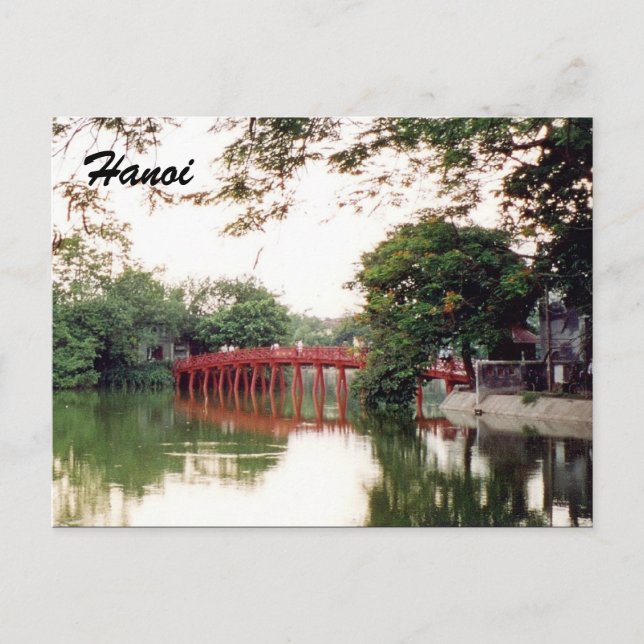 Cartão Postal ponte do lago de Hanói (Frente)