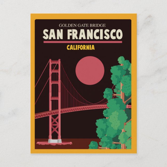 Cartão Postal Ponte do Portão do Ouro à Noite (Frente)