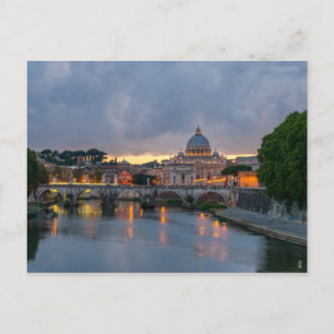 Cartão Postal Ponte do St. Angelo, a basílica de St Peter, Roma