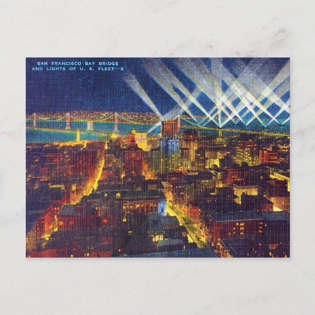 Cartão Postal Ponte e luzes da Baía de São Francisco (Frente)