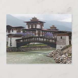 Cartão Postal Ponte em balanço perto do palácio Punakha Dzong