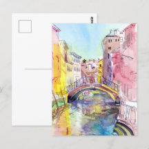 Ponte em Veneza, Itália. Arte de pintura aquosa