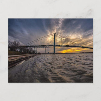 Cartão Postal Ponte embaixadora sobre o rio Detroit