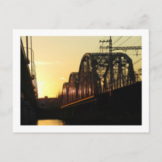 Cartão Postal Ponte Ferroviária ao Pôr do Sol: Horikiri, Tóquio