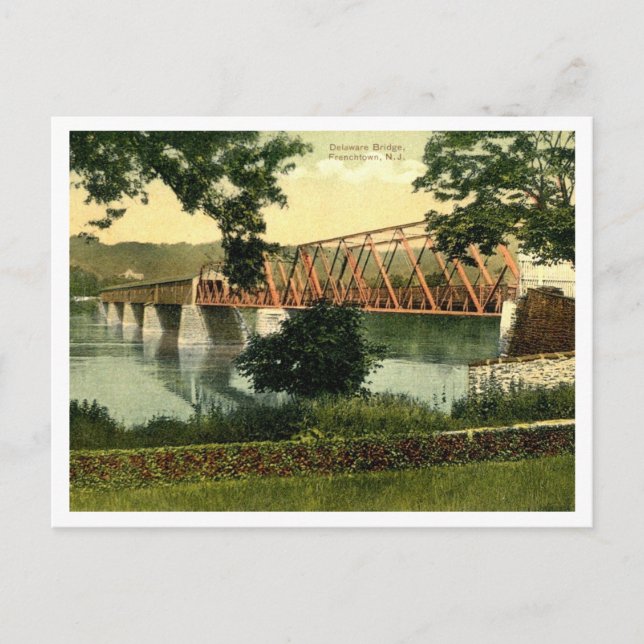 Cartão Postal Ponte fluvial do NJ Delaware, 1910 (Frente)