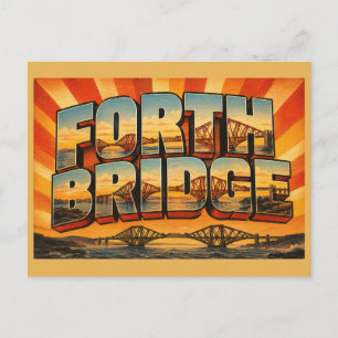 Cartão Postal Ponte Forth Escócia Arte de Viagem Vintage