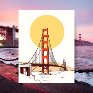 Cartão Postal Ponte Golden Gate Minimalista São Francisco