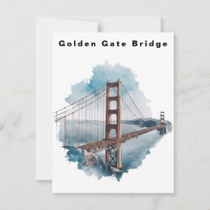 Cartão Postal Ponte Golden Gate São Francisco Aquarela