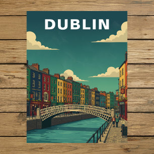 Cartão Postal Ponte Ha'penny Dublin Irlanda Viagem Vintage