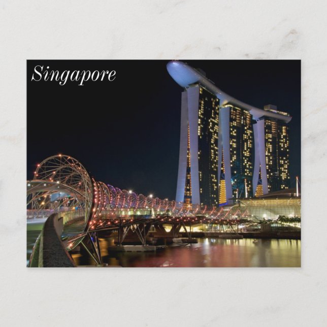 Cartão Postal Ponte Helix de Singapura na Marina Bay Sands (Frente)
