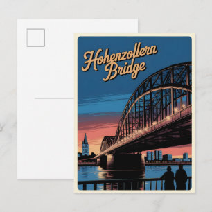 Cartão Postal Ponte Hohenzollern Vintage colônia alemanha presen