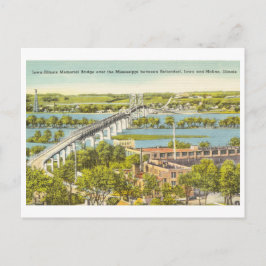 Cartão Postal Ponte Iowa Illinois Rio Mississippi vintage