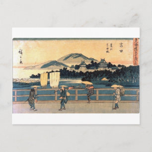 Cartão Postal Ponte Japonesa Atravessando Arte Vintage Woodblock