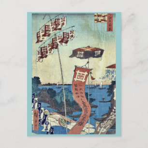 Cartão Postal Ponte Kanasugi em Shibaura por Ando, Hiroshige