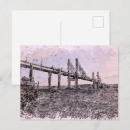 Cartão Postal Ponte Kessock Escócia Aquarela Artística