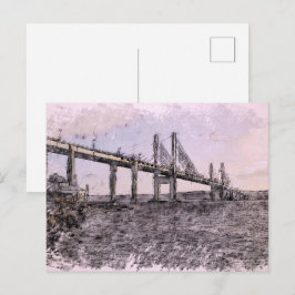 Cartão Postal Ponte Kessock Inverness Aquarela Artística