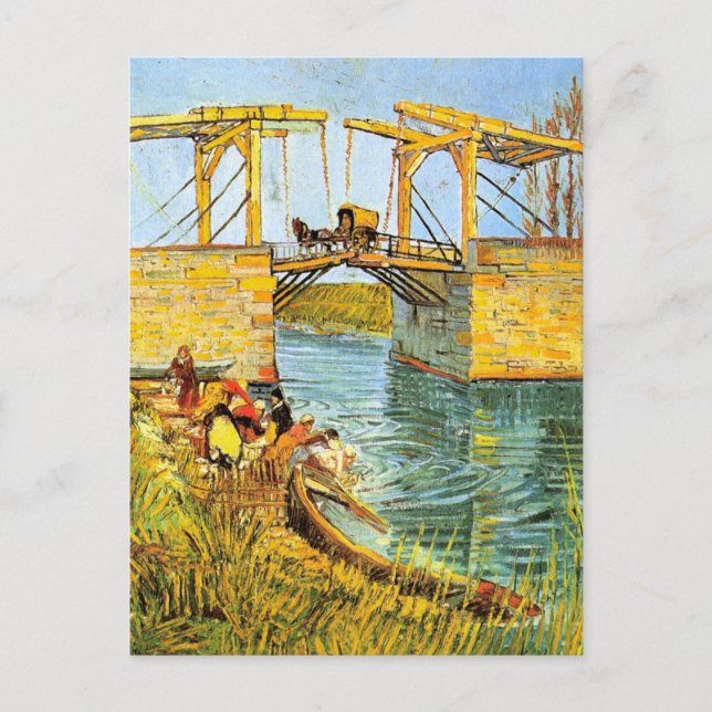 Cartão Postal Ponte Langlois em Arles por Vincent van Gogh (Frente)