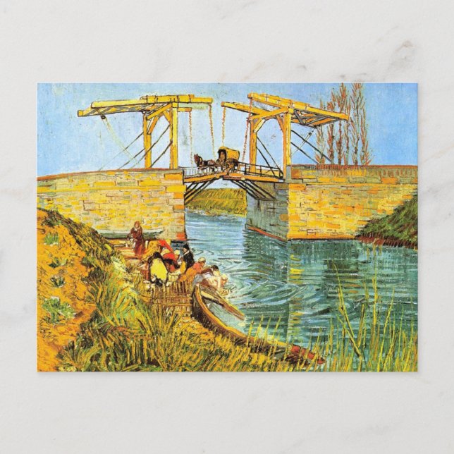 Cartão Postal Ponte Langlois em Arles por Vincent van Gogh (Frente)