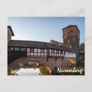 Cartão Postal Ponte medieval antiga em Nuremberga, Alemanha