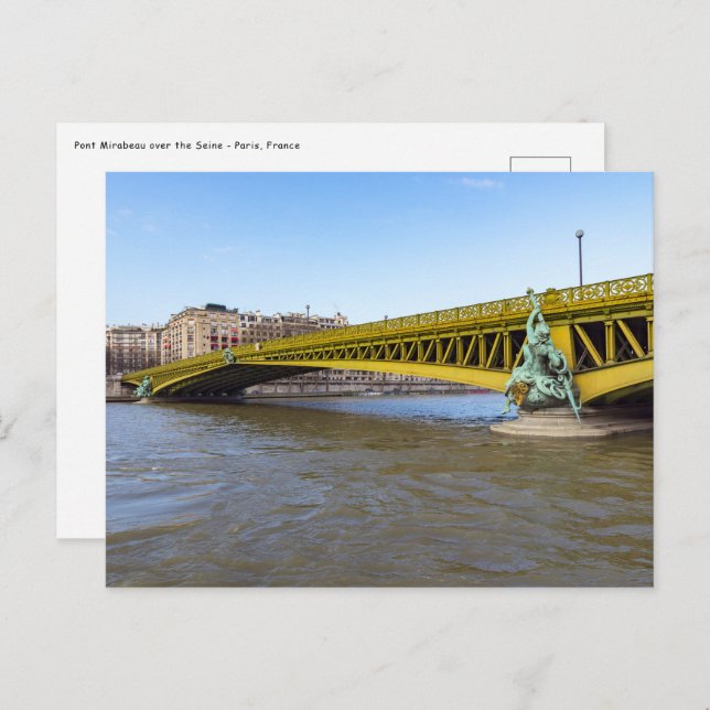 Cartão Postal Ponte Mirabeau sobre o Sena - Paris (Frente/Verso)