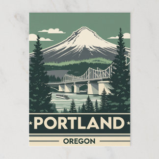 Cartão Postal Ponte Montanha Retro Portland Oregon