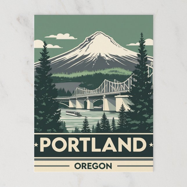 Cartão Postal Ponte Montanha Retro Portland Oregon (Criador carregado)