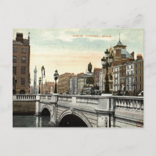 Cartão Postal Ponte O'Connell, Dublin, Irlanda, 1915 Vintage