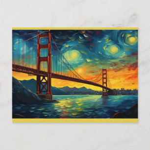 Cartão Postal Ponte Ouro de São Francisco Starry Night