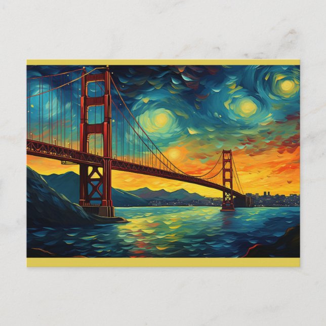 Cartão Postal Ponte Ouro de São Francisco Starry Night (Frente)