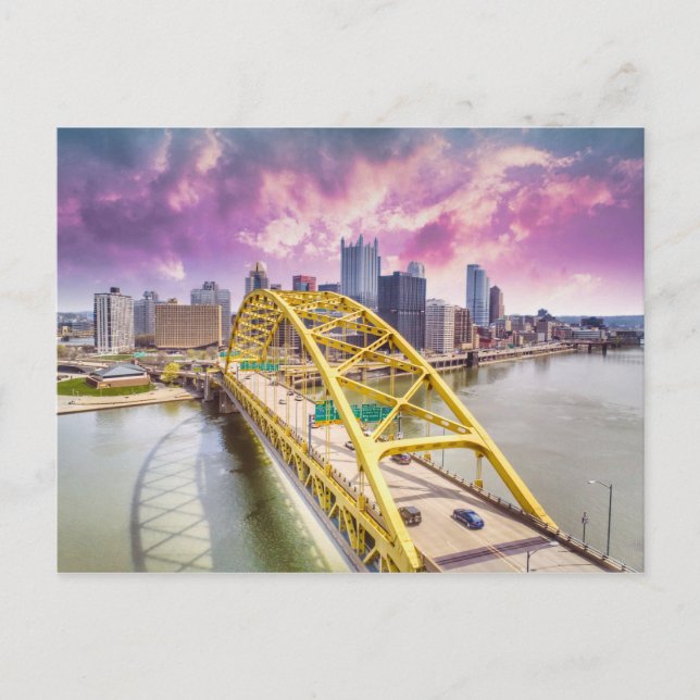 Cartão Postal Ponte Pittsburgh Skyline e Fort Pitt (Frente)