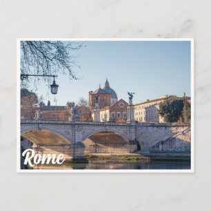 Cartão Postal Ponte Ponte Vittorio Emanuele II em Roma, Itália