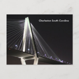 Cartão Postal Ponte Ravenel à noite, Charleston SC, cartão-posta