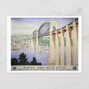 Cartão Postal Ponte Real Albert, Viagens vintage Saltash