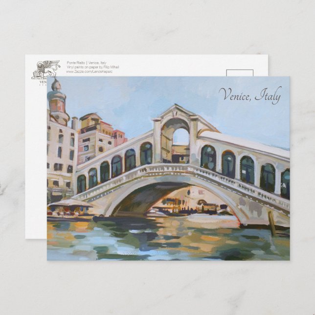 Cartão Postal Ponte Rialto | Veneza, Itália (Frente/Verso)