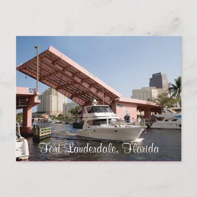 Cartão Postal Ponte rosa na Baía de Fort Lauderdale, Flórida (Frente)