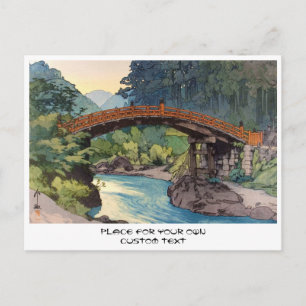 Cartão Postal Ponte sagrada em Nikko Hiroshi Yoshida hanga art