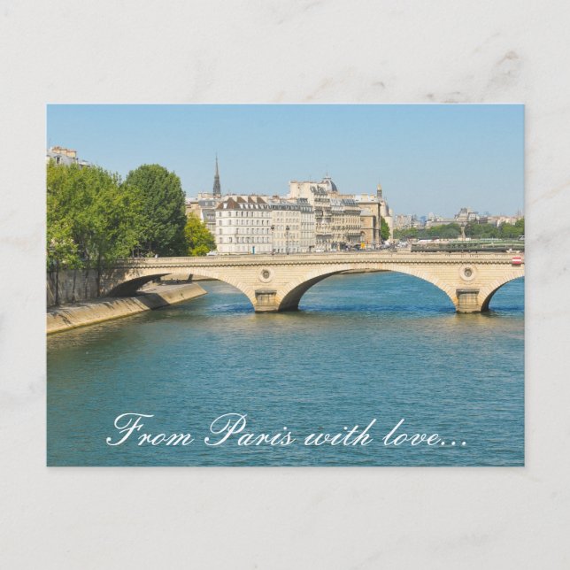 Cartão Postal Ponte sobre o rio Sena em Paris, França (Frente)