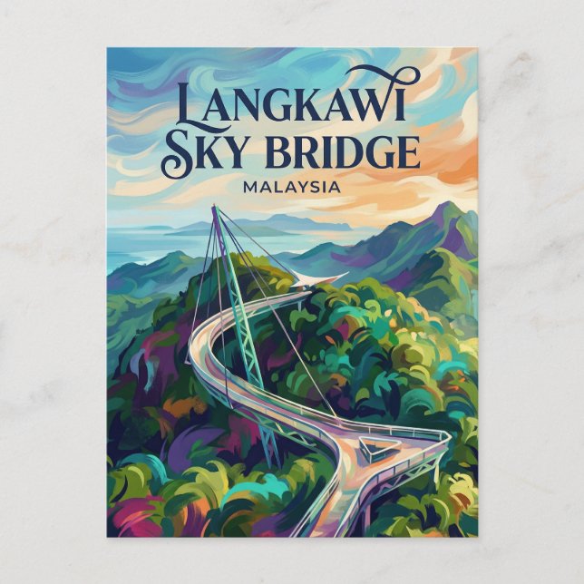 Cartão Postal Ponte Suspensa de Langkawi Malásia (Frente)