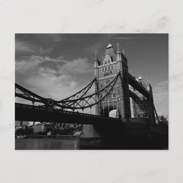 Cartão Postal ponte torre preto e branco (Frente)