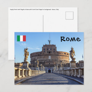 Cartão Postal Ponte vazia Sant'Angelo ao amanhecer - Roma, Itál