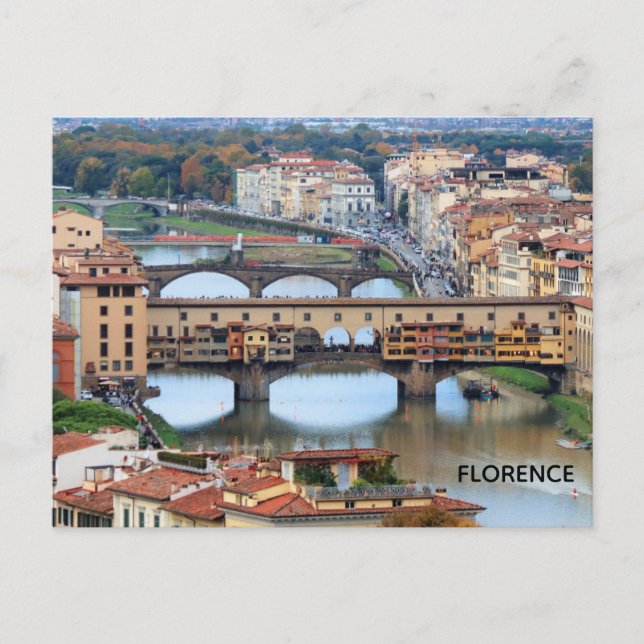 Cartão Postal Ponte Vecchio Florença Itália Ponte Viagem (Frente)