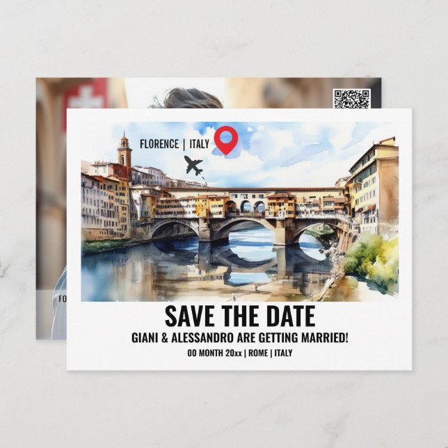 Cartão Postal Ponte vecchio Florence Itália: data de salvação da (Frente/Verso)