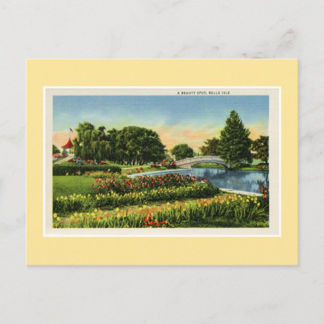 Cartão Postal Ponte Vintage Detroit Belle Isle (Frente)
