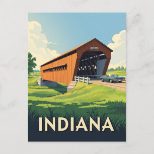 Cartão Postal Ponte Vintage Indiana Coberta
