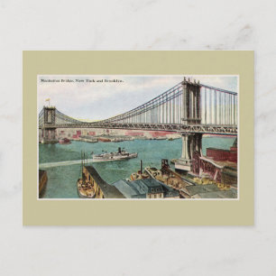Cartão Postal Ponte Vintage Manhattan, Hudson, Brooklyn NYC