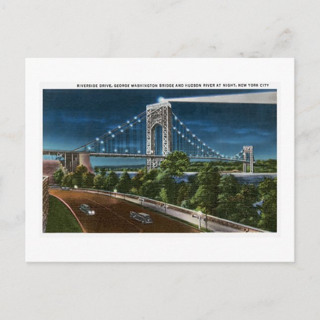 Cartão Postal Ponte Washington Rio Hudson, Nova Iorque (Frente)