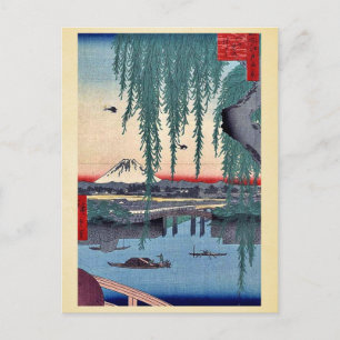 Cartão Postal Ponte Yatsumi de Andō, Hiroshige Ukiyo-e.