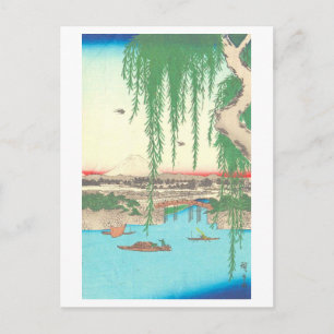 Cartão Postal Ponte Yatsumi Vintage em Edo/Tóquio
