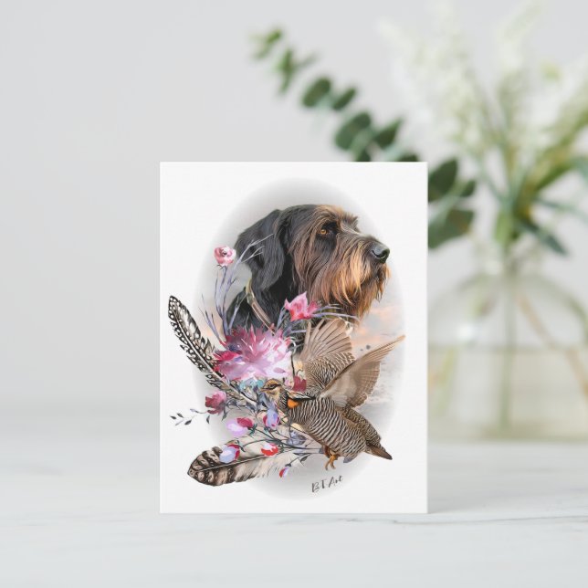 Cartão Postal Ponteiro alemão Wirehaired (Em pé/Frente)